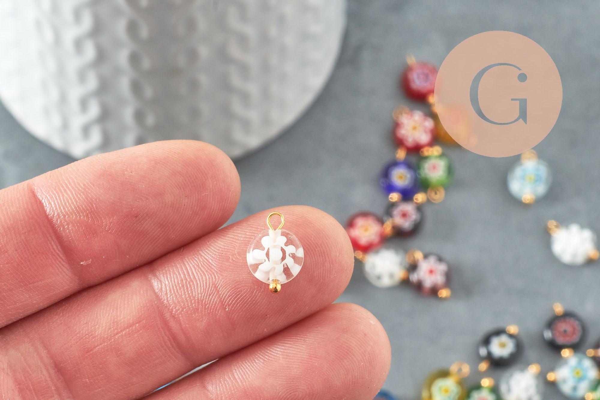 Gingerlily Pendentif DIY Œil Verre Doré 12mm x10 Multicolore
