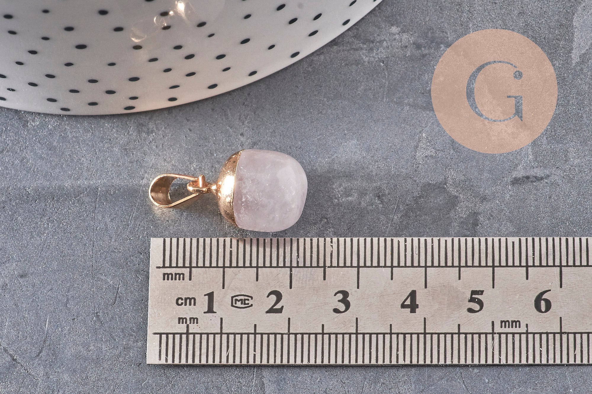 Gingerlily Pendentif goutte cristal de roche doré 18mm x1 transparent