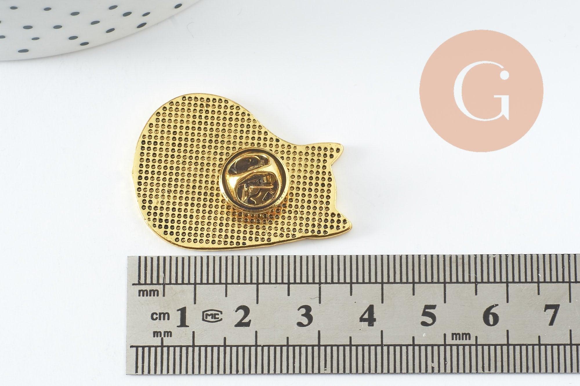 Gingerlily Broche chat assis G9785 acier doré 35mm x1