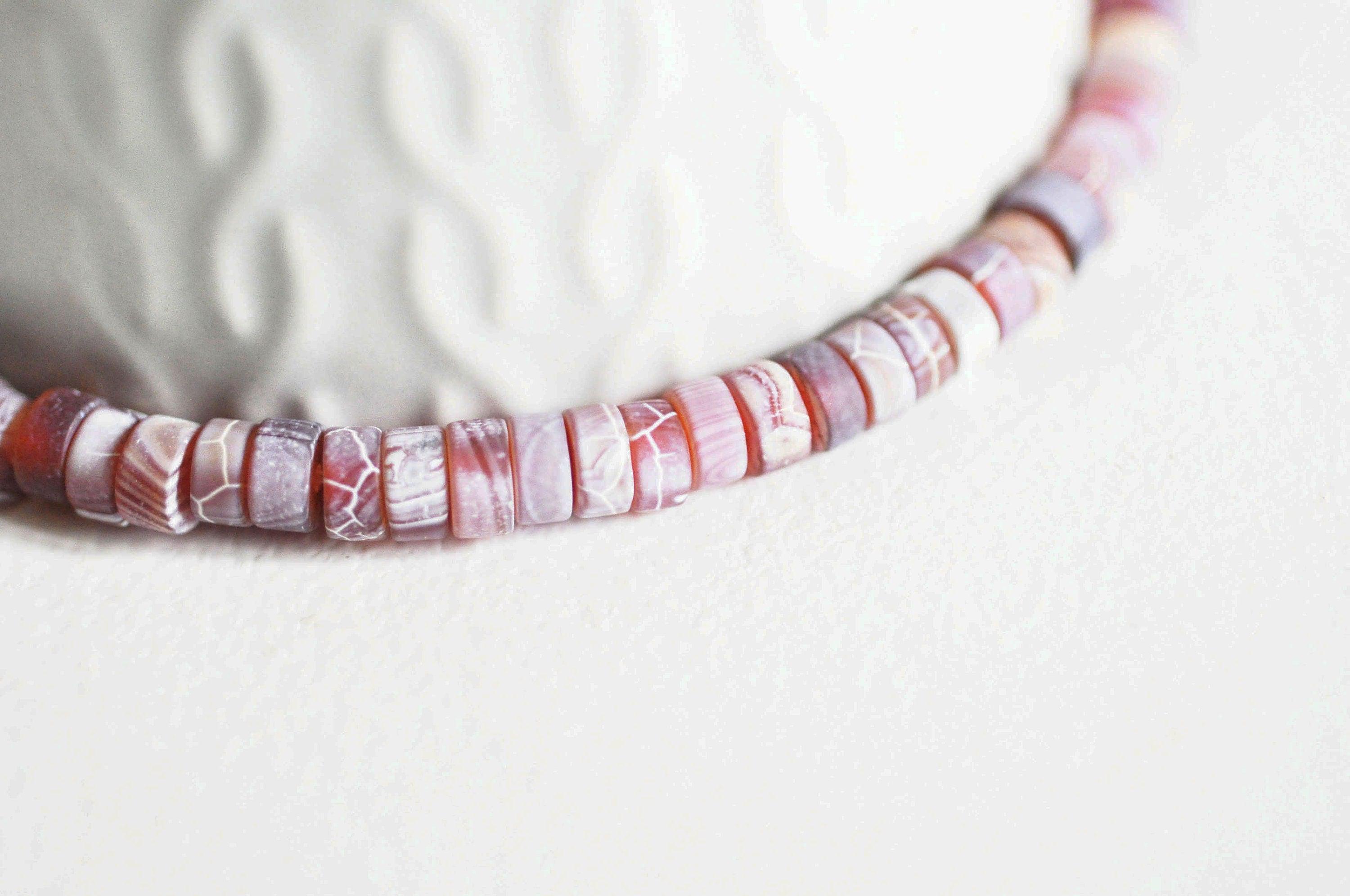 Gingerlily Perles Heishi Agate naturelle 6mm fil 115 perles