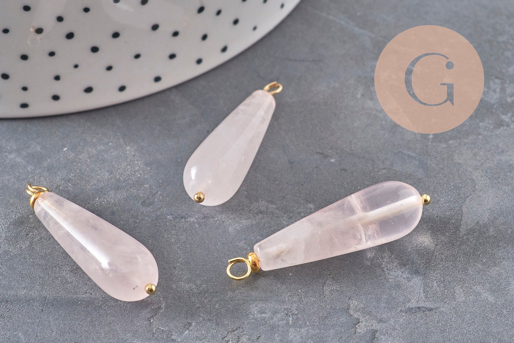 Gingerlily Pendentifs G11052 pendentif goutte quartz rose 38mm