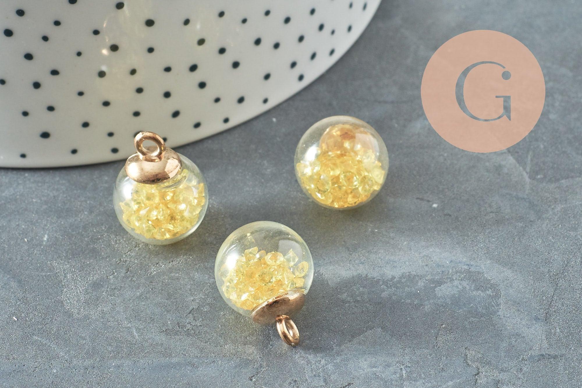 Gingerlily Perles pendentif bulle verre jaune 21mm G9751