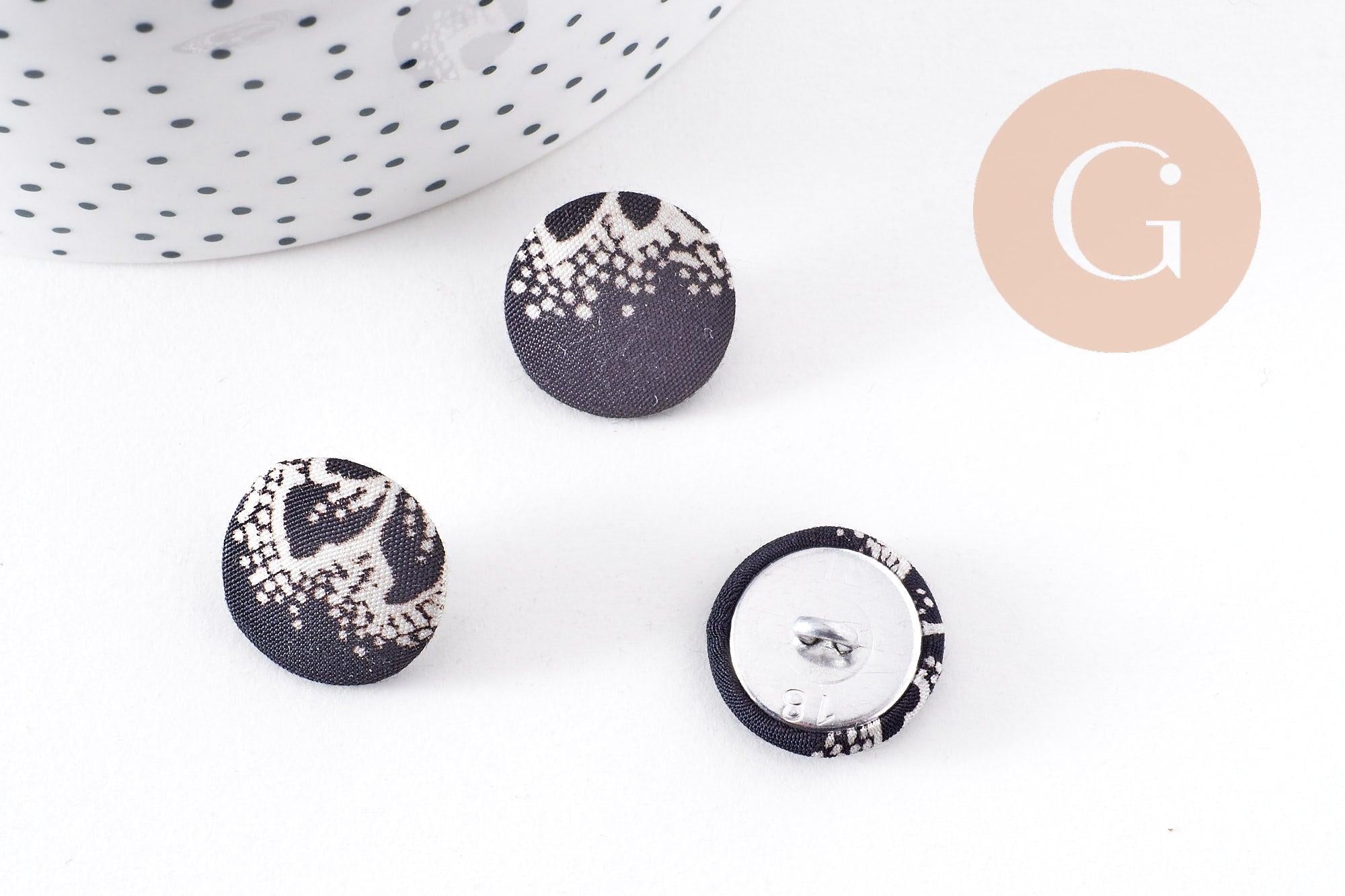 Gingerlily G10149 bouton ancien noir blanc 16mm x1