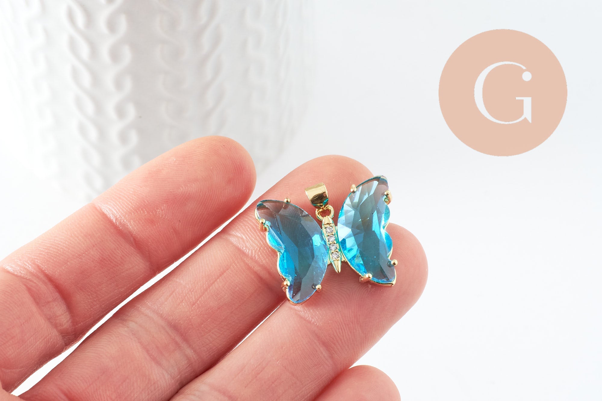 Gingerlily pendentif papillon cristal doré 26,5 mm