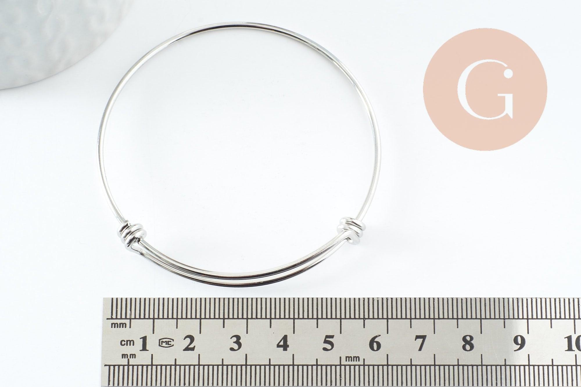 Gingerlily Jonc G9417 bracelet acier platine réglable 60-68mm x1