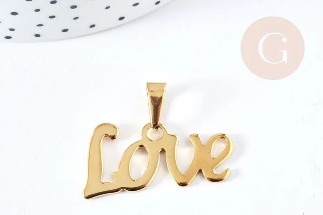 Gingerlily Pendentif Love G8857 acier doré 34,5mm lettre x1