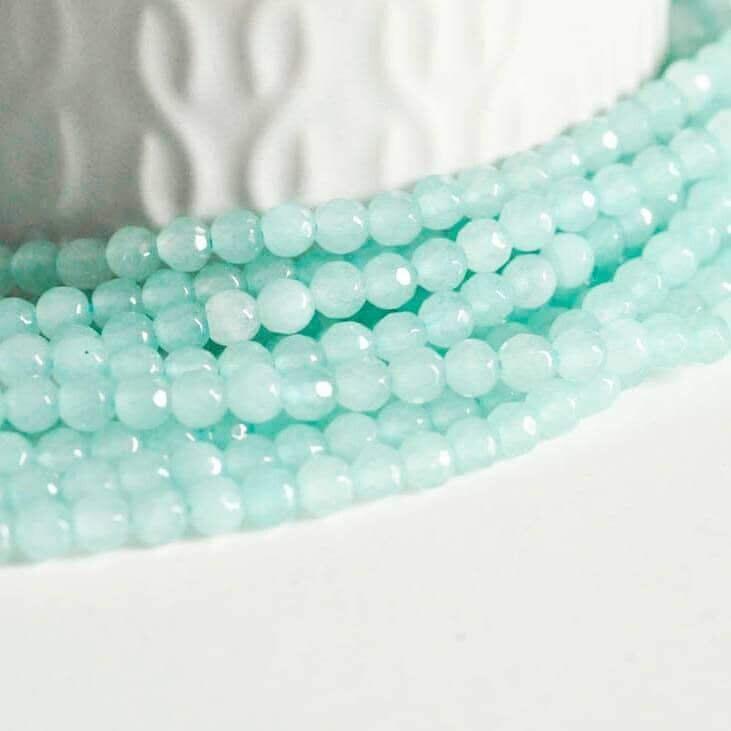 Gingerlily G668 perles jade facetté bleu turquoise 4mm fil 35cm