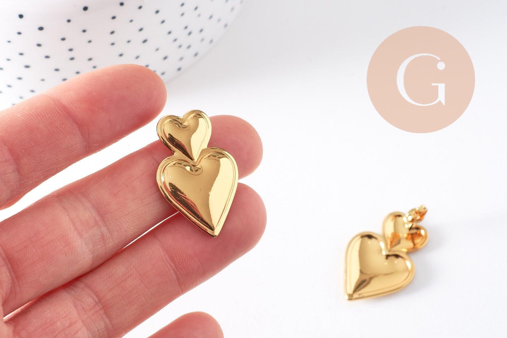 Gingerlily Boucles puce coeur doré 18K 31mm paire