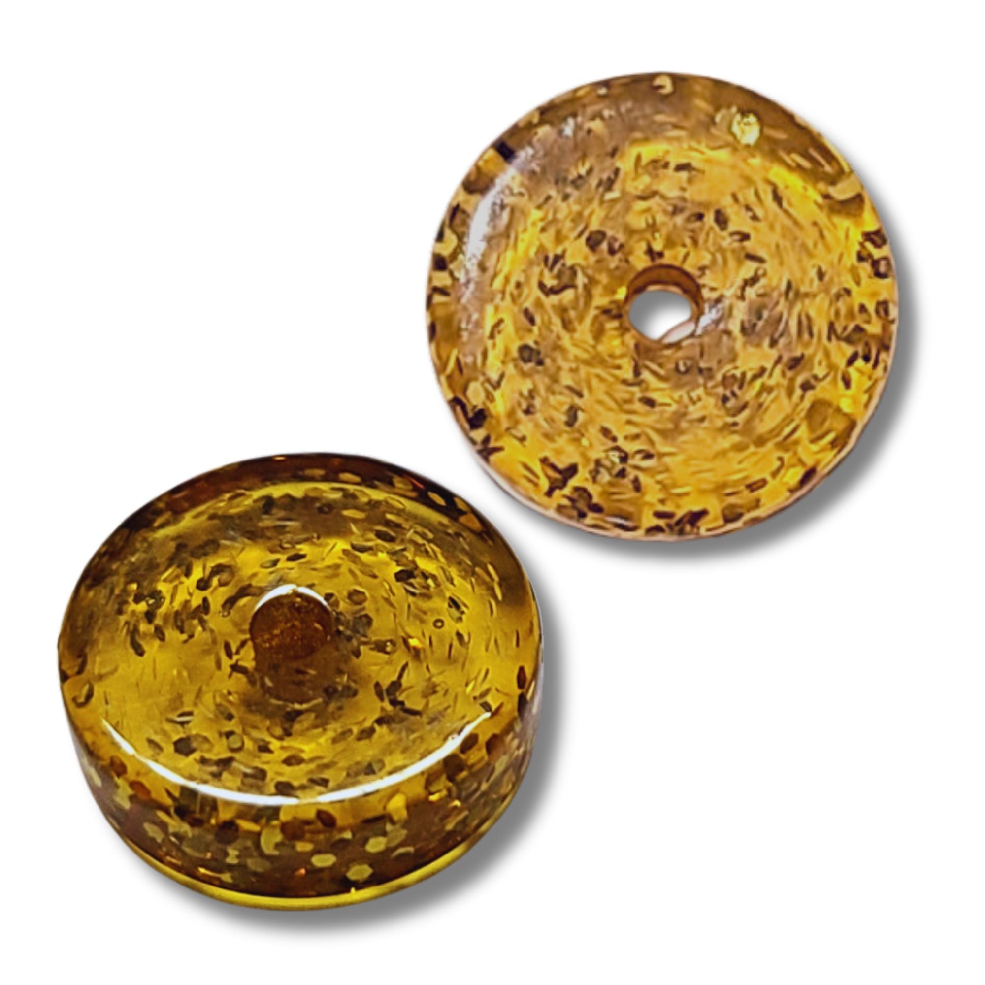 Artshop Séparateurs rondelles résine glitter doré 10mm