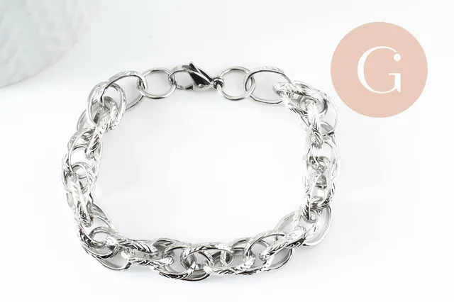 Gingerlily Bracelet grosse maille acier platine 20,5cm x1