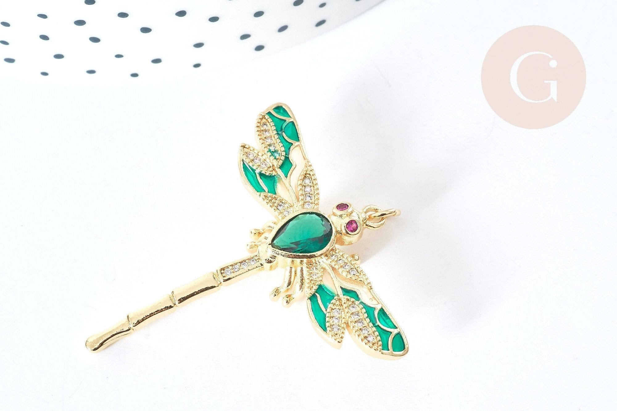 Gingerlily G8072 pendentif libellule laiton doré 42mm