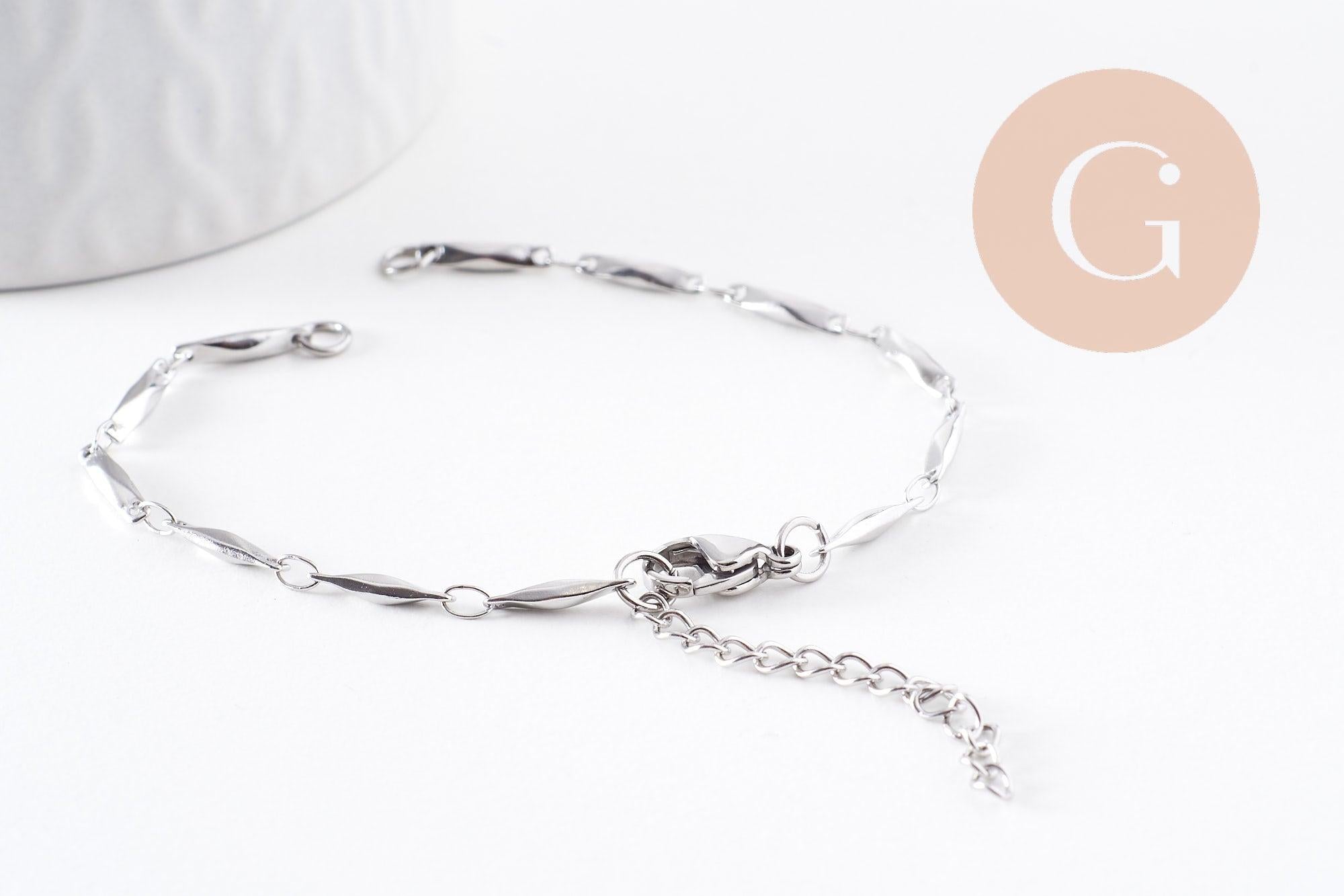 Gingerlily Apprêts G10054 base bracelet acier 17,3 cm platine