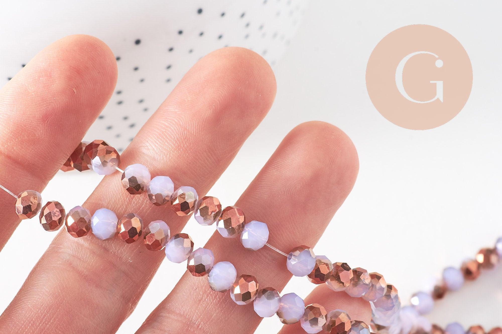 Gingerlily Perles DIY G10754 rondelles cristal blanc doré 6mm fil