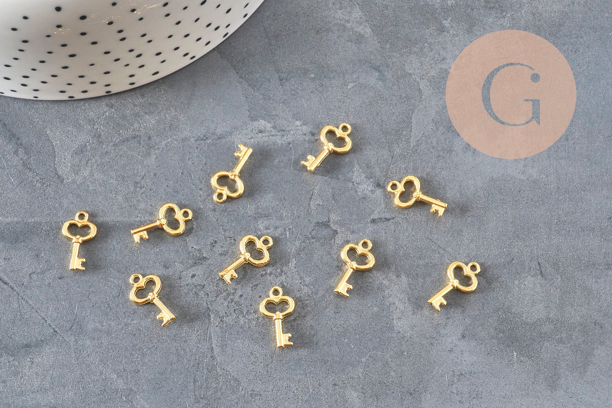 Gingerlily G11227 breloque clef zamac doré 15,5mm x10