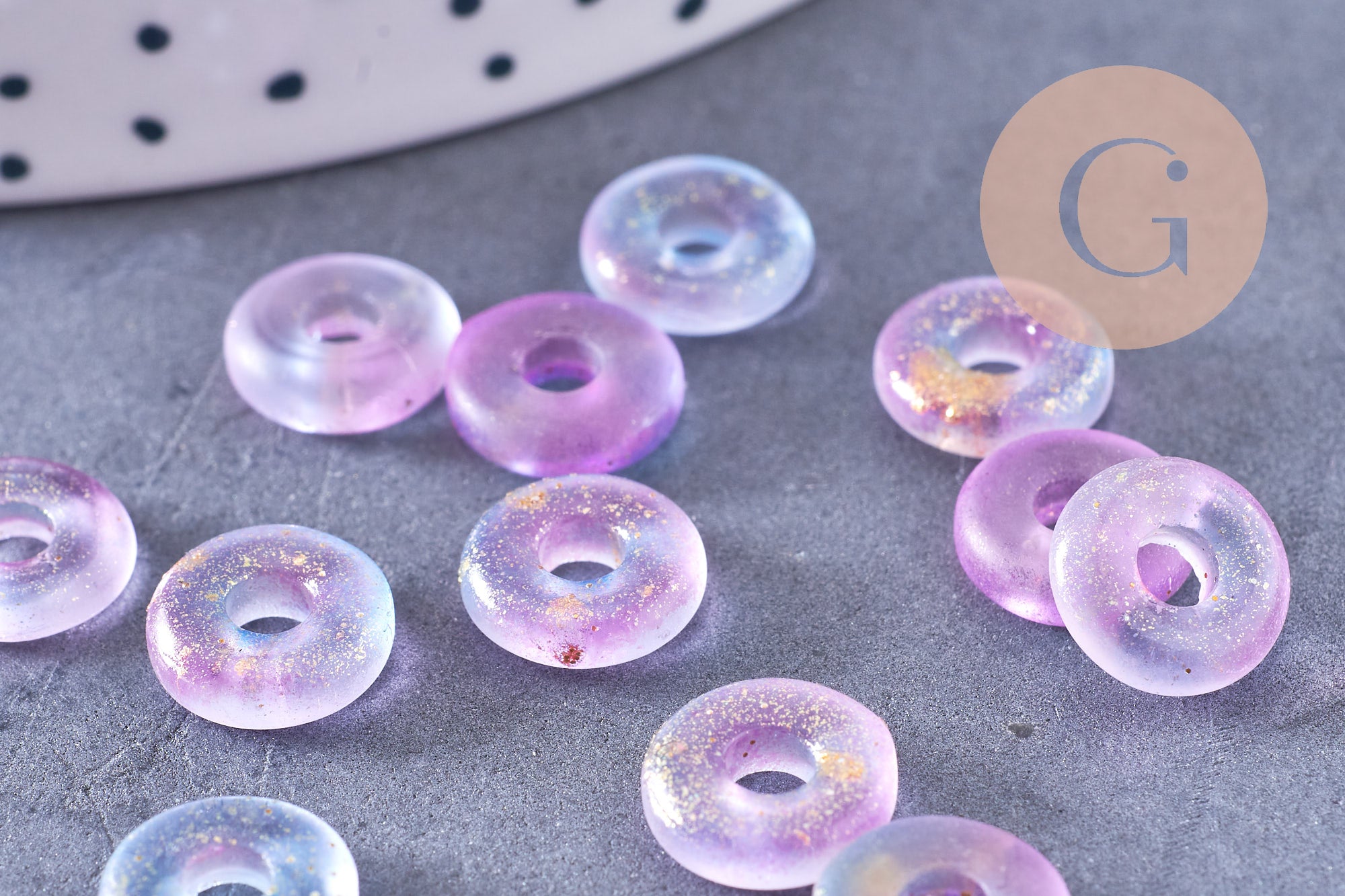 Gingerlily Pendentifs G10627 pendentif donut verre violet x10