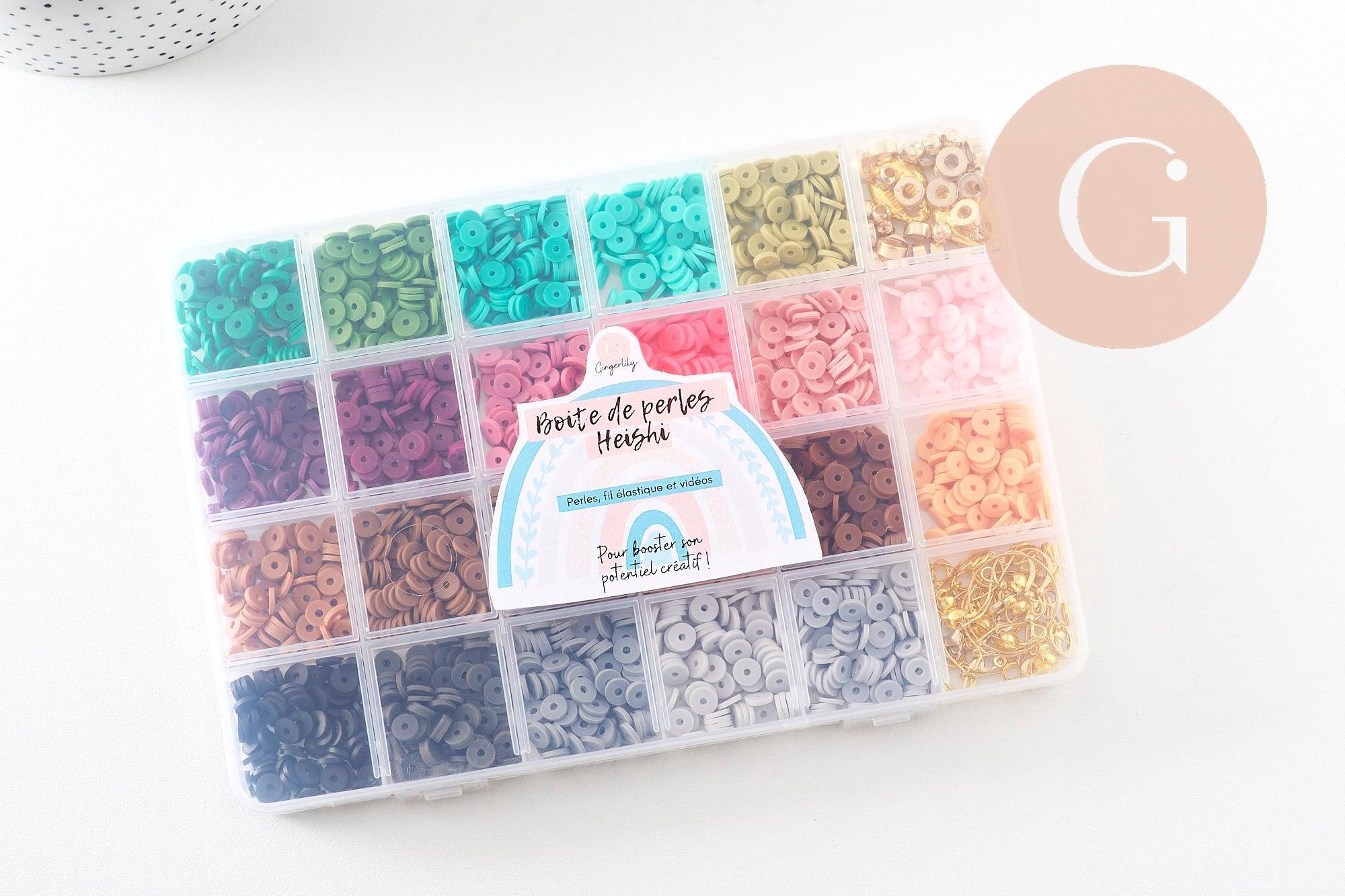 Gingerlily G9997 kit perles heishi vert caramel coffret x1
