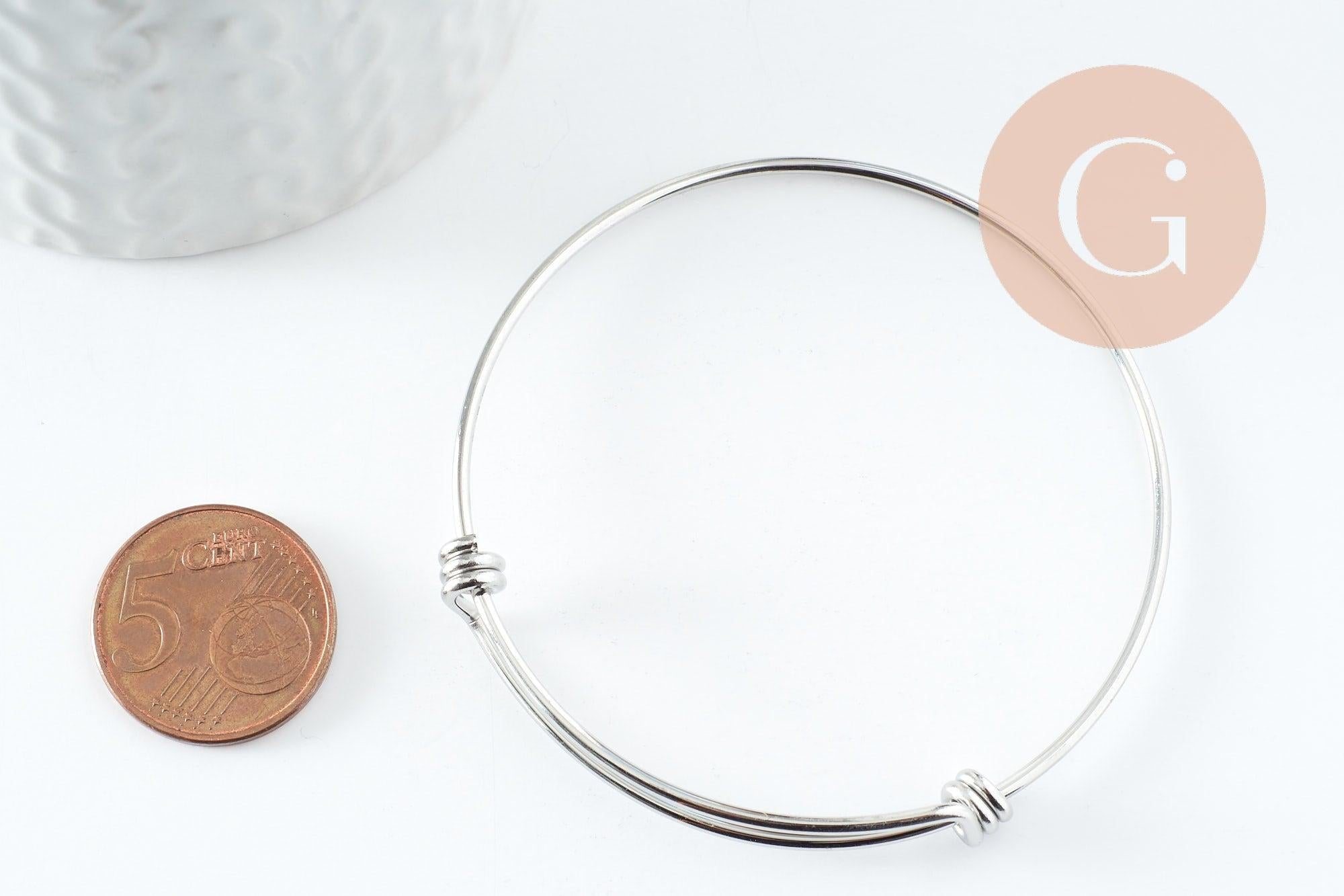 Gingerlily Jonc G9417 bracelet acier platine réglable 60-68mm x1