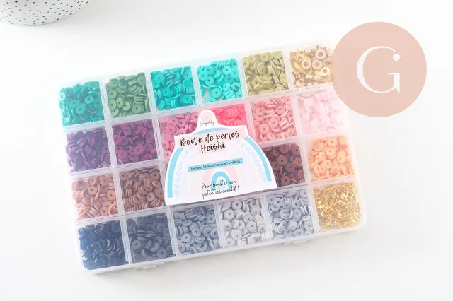 Gingerlily G9997 kit perles heishi vert caramel coffret x1
