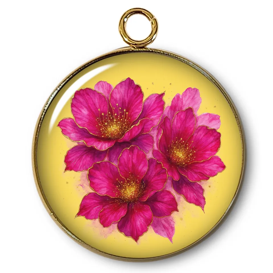 ARTSHOP Pendentifs Intemporel 3 pendentif fleur plaqué or x1