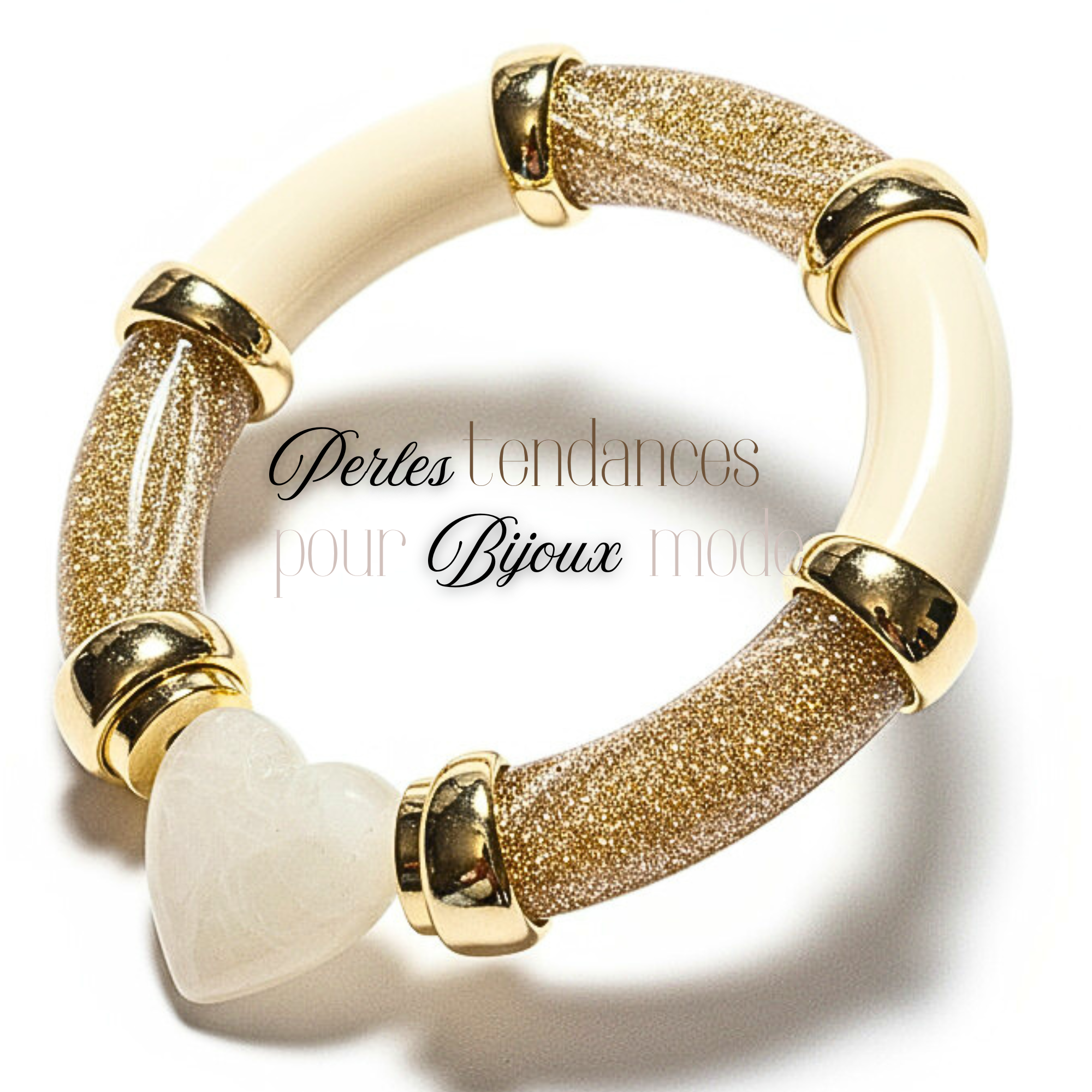 ARTSHOP Lovely Kit bracelet Champagne cœur élastique