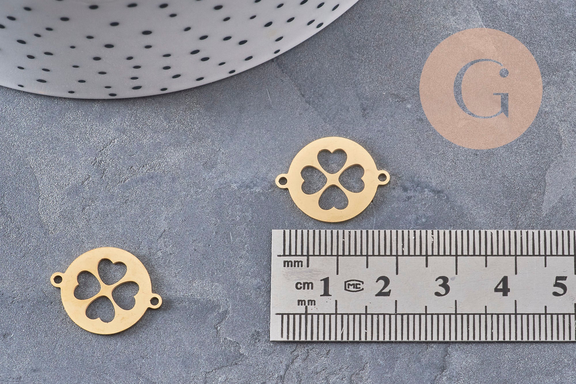 Gingerlily Pendentif Trèfle acier doré 19,5mm G10975