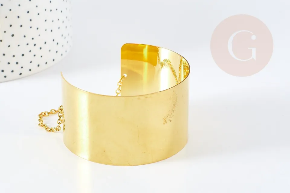 Gingerlily Manchette laiton doré 40mm bracelet réglable x1