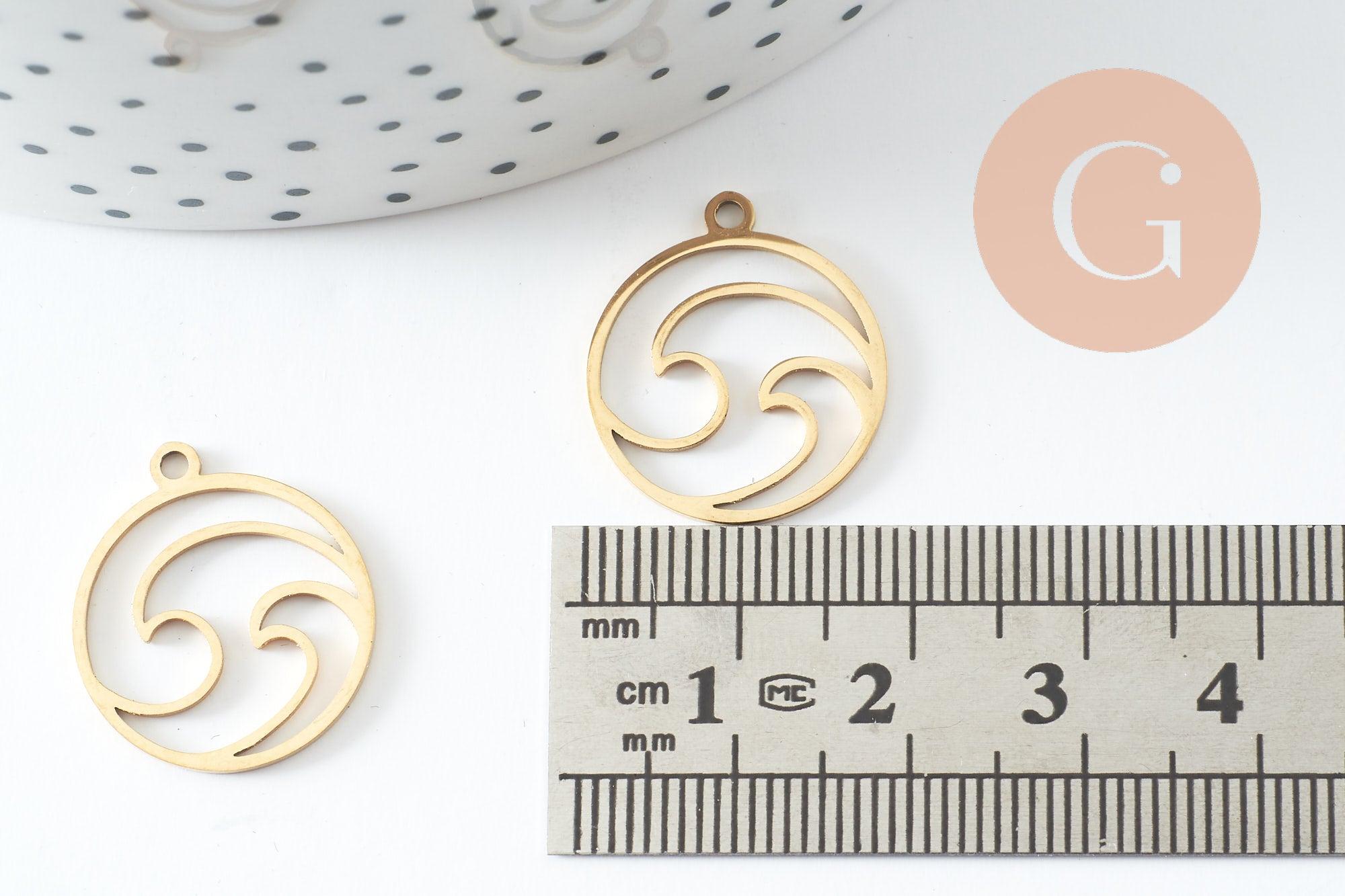 Gingerlily Vague G9825 pendentif acier doré rond 20mm x1