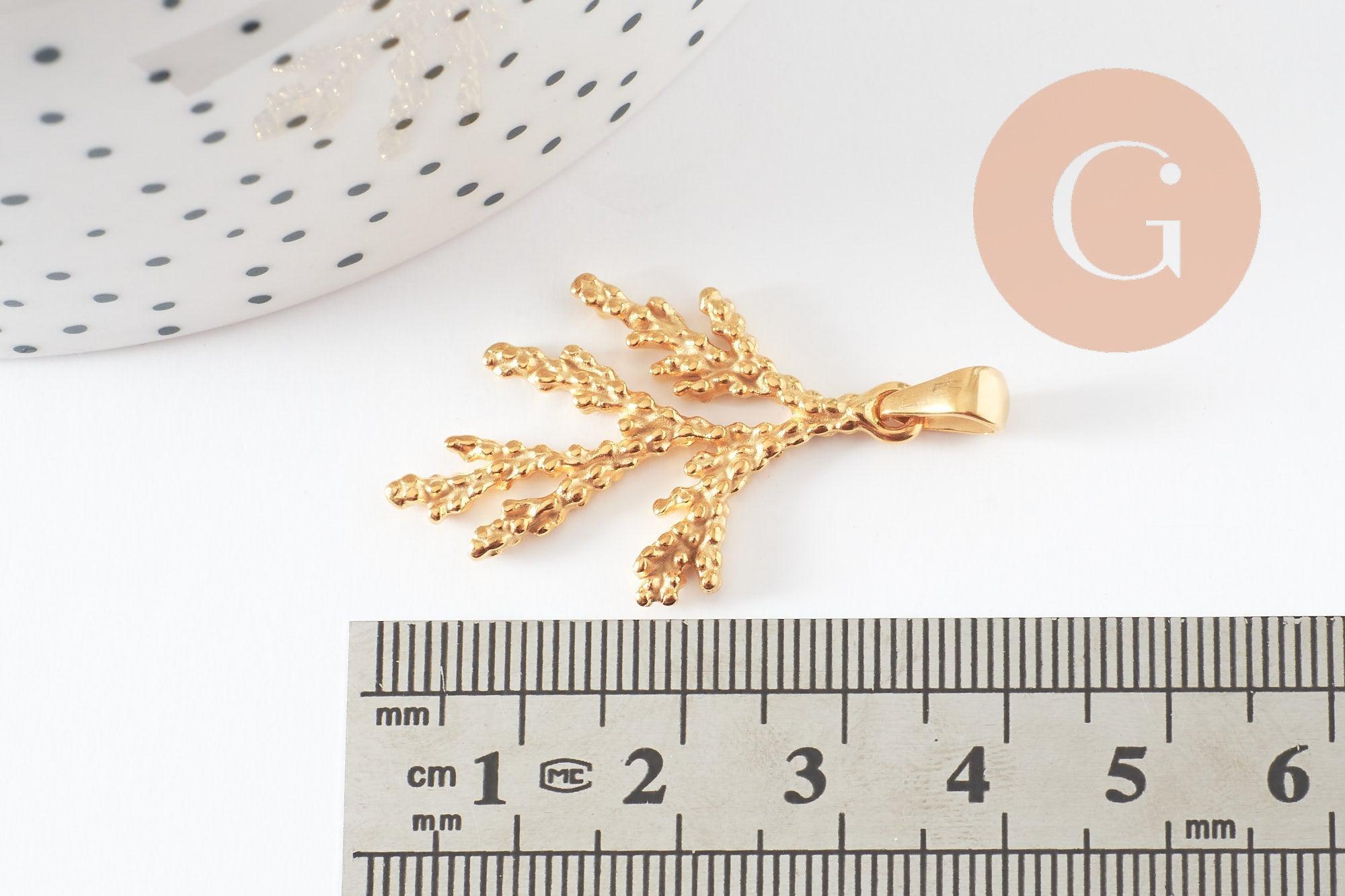 Gingerlily G9671 pendentif corail acier doré 34mm x1