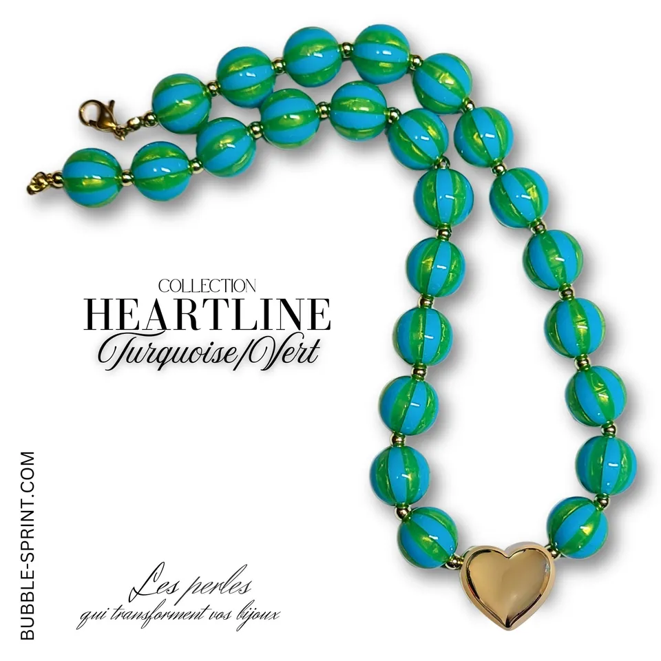 ARTSHOP Heartline collier vert turquoise 50cm monté acrylique