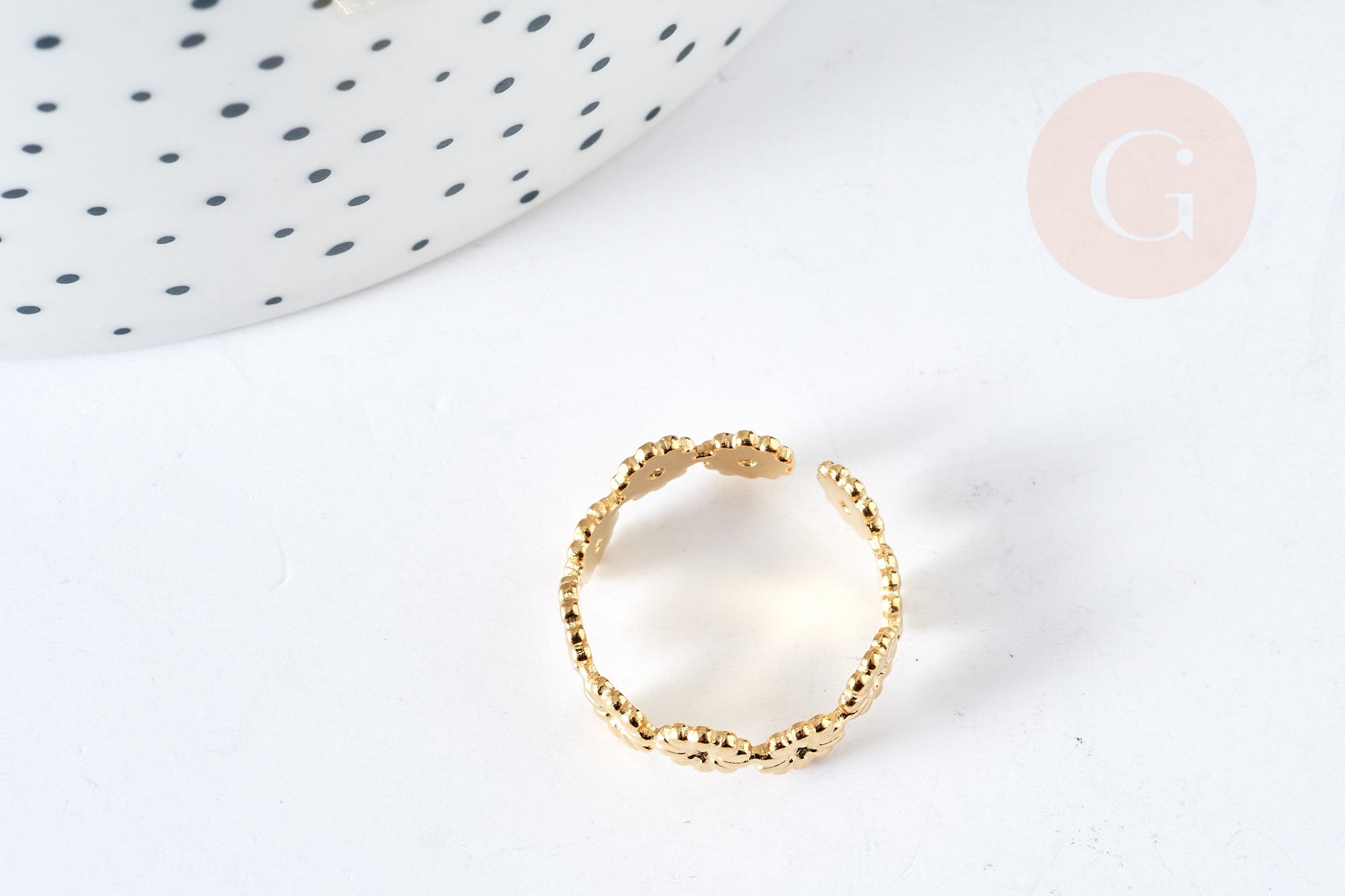 Gingerlily G8469 bague marguerites acier doré taille 54