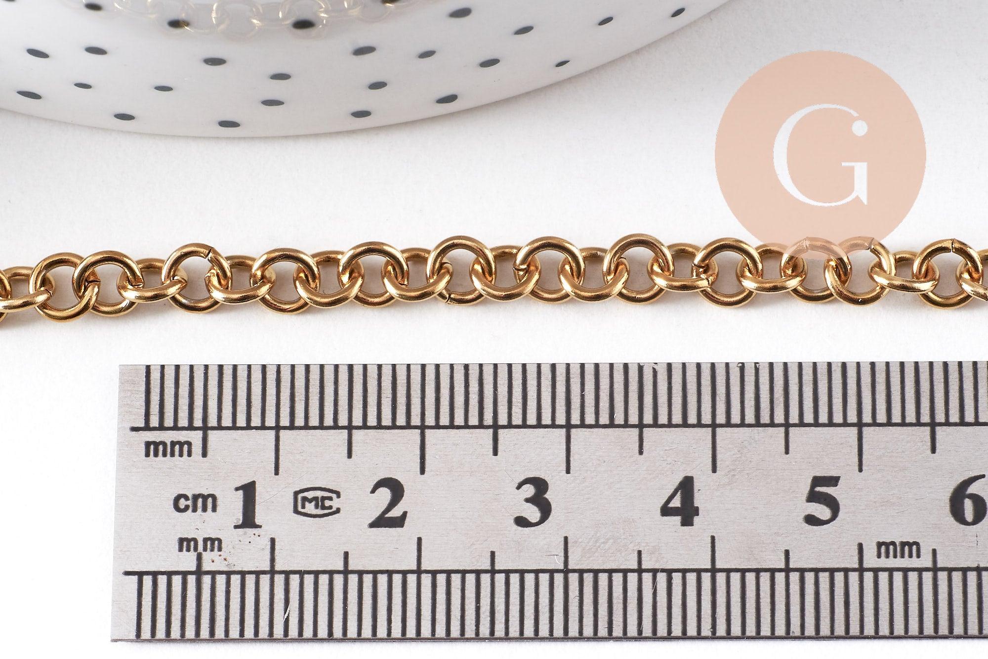 Gingerlily Chaînes pour bijoux DIY G10518 chaîne rolo dorée 1 m