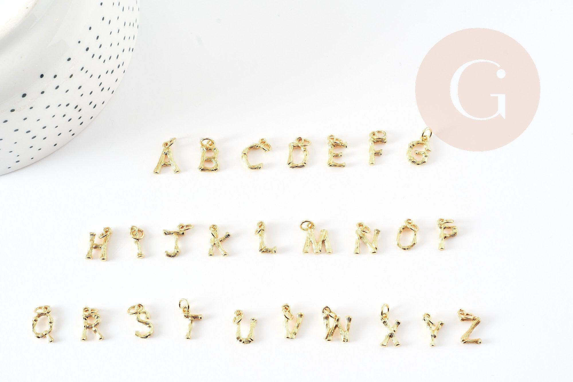 Gingerlily Pendentifs G9173 Breloque lettre bambou doré 12mm