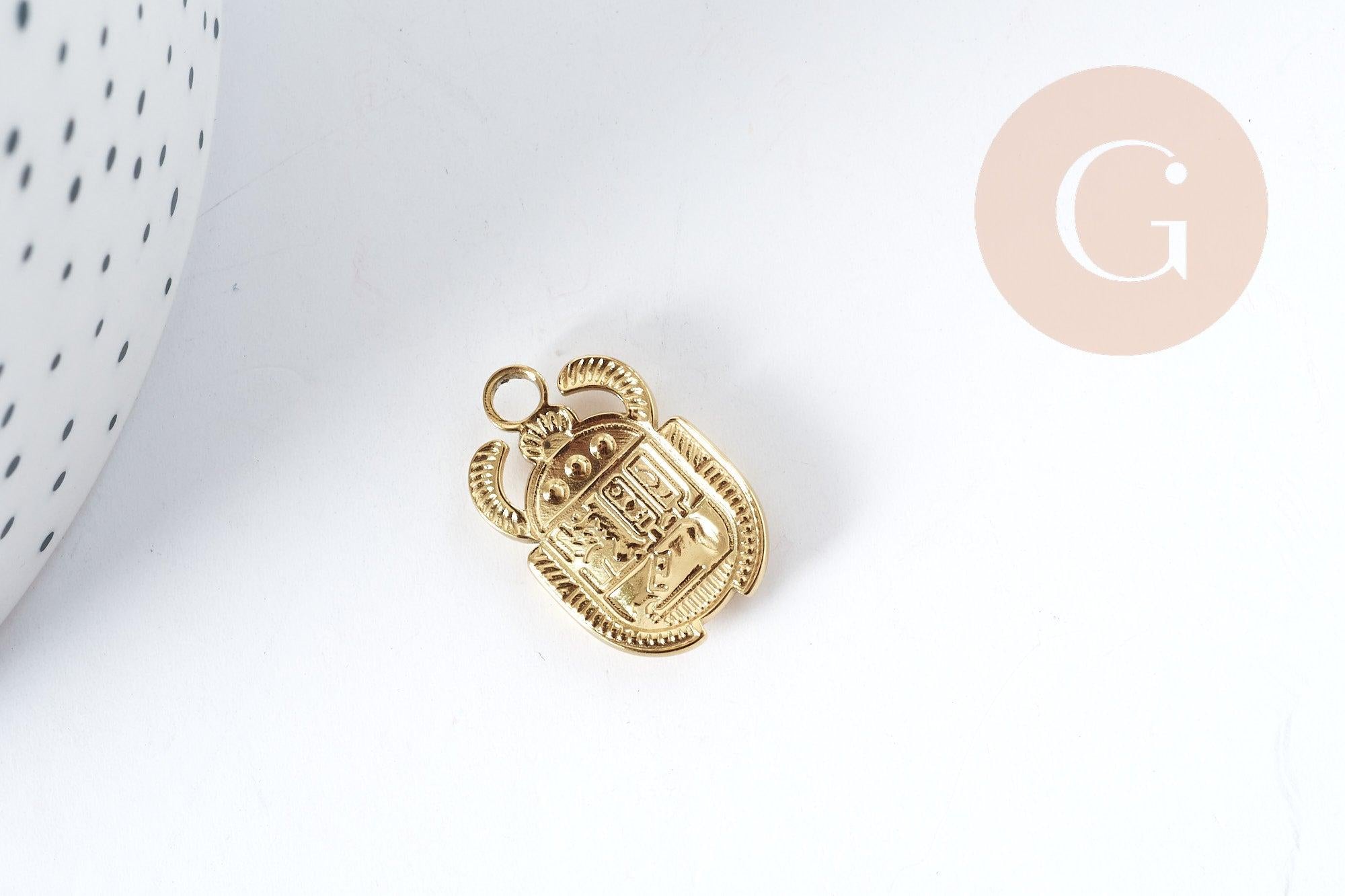Gingerlily Scarabée G8995 pendentif acier doré 20,5mm x1