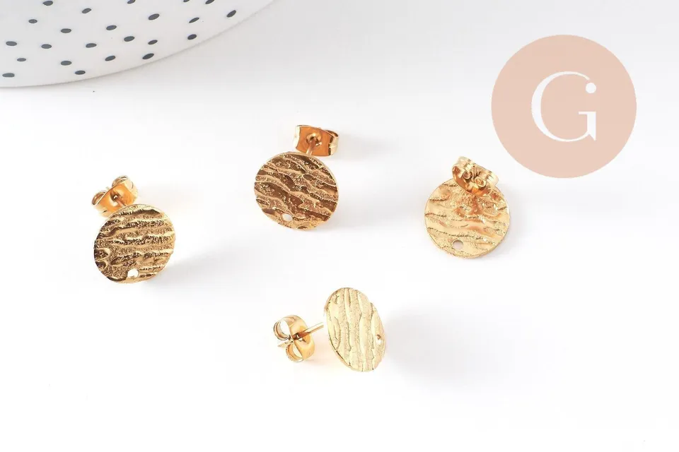 Gingerlily Apprêts G10488 clous-puces disque doré 12 mm la paire