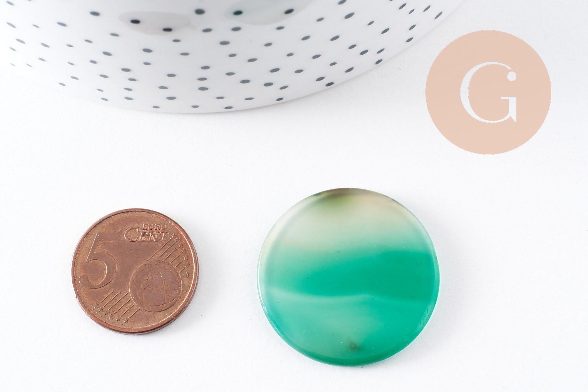 Gingerlily Cabochon rond onyx verte 30mm x1 naturelle polie