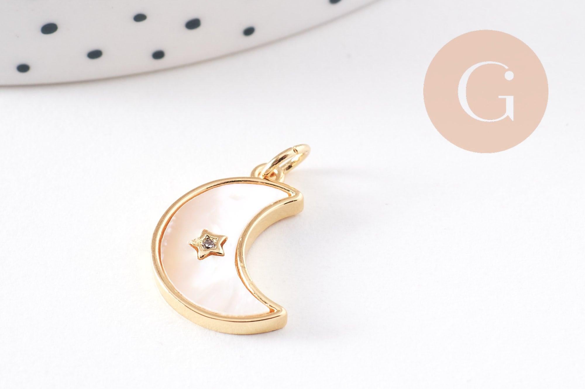 Gingerlily Perles G10256 pendentif lune nacre blanche 18 mm