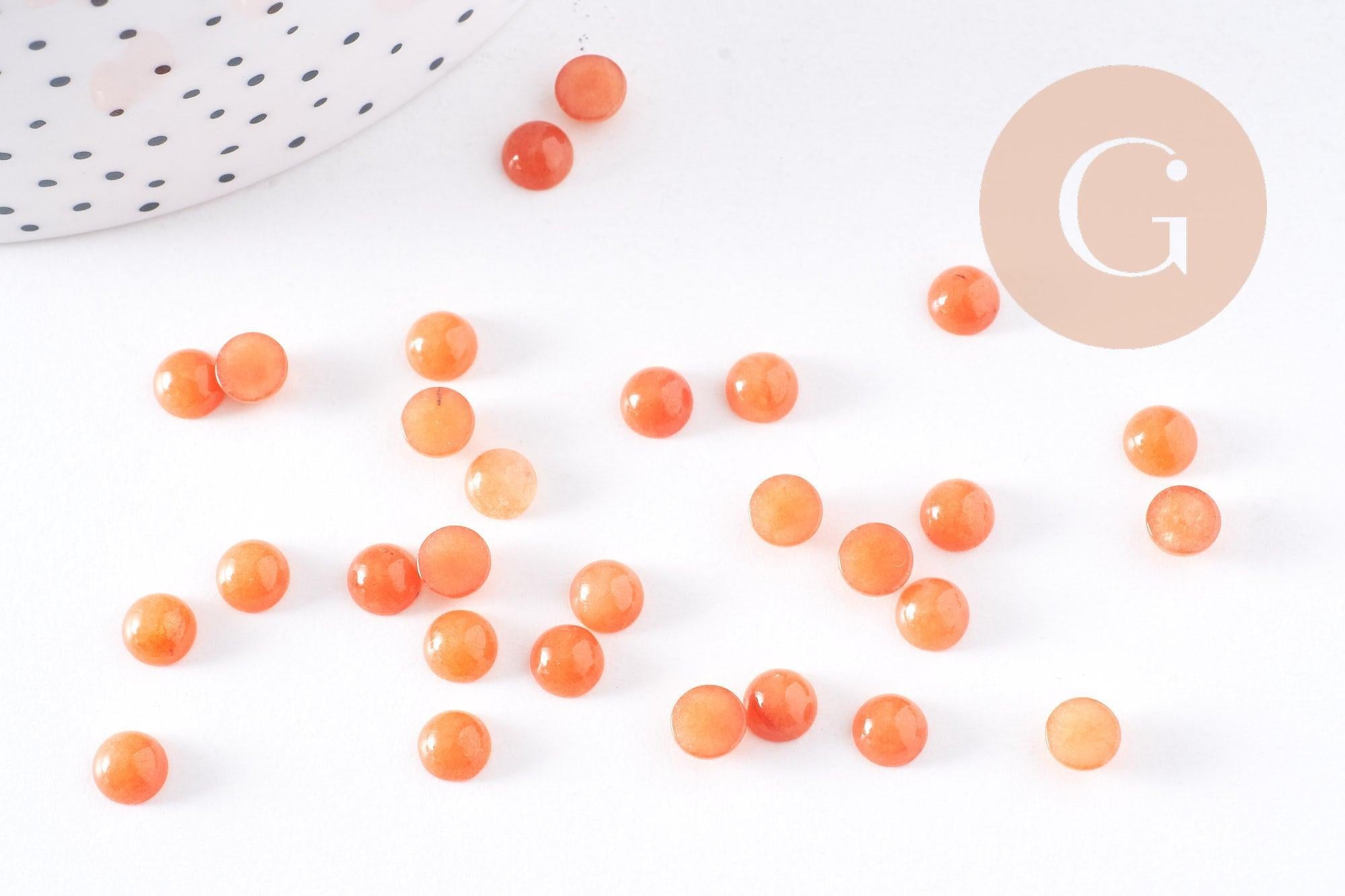 Gingerlily Cabochon jade orange 6mm pierre naturelle x1