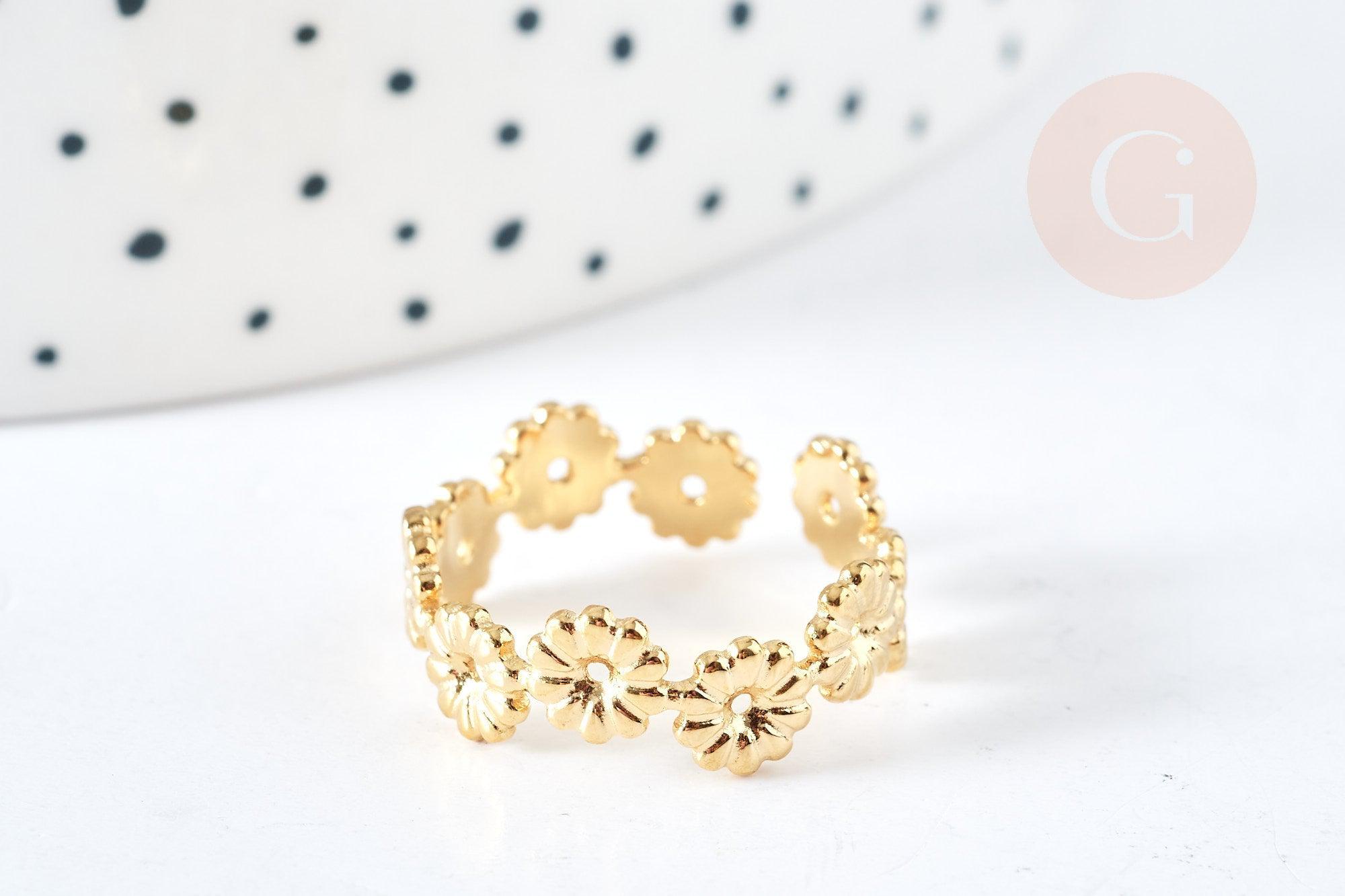 Gingerlily G8469 bague marguerites acier doré taille 54