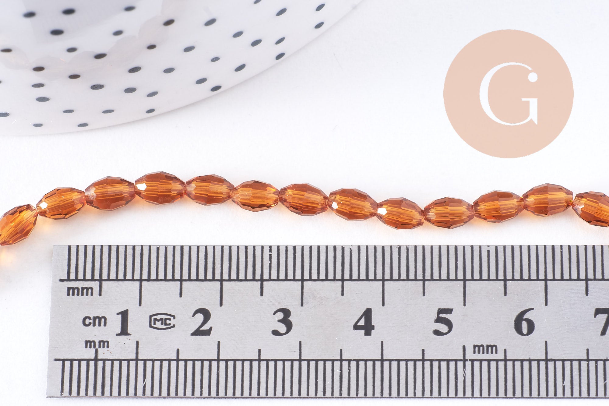 Gingerlily Perles Verre grain de riz 6x4mm fil 38cm rouge