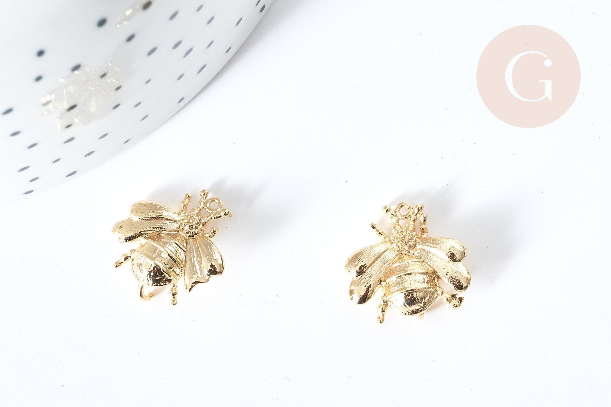 Gingerlily G8076 pendentif abeille 16mm laiton doré x1