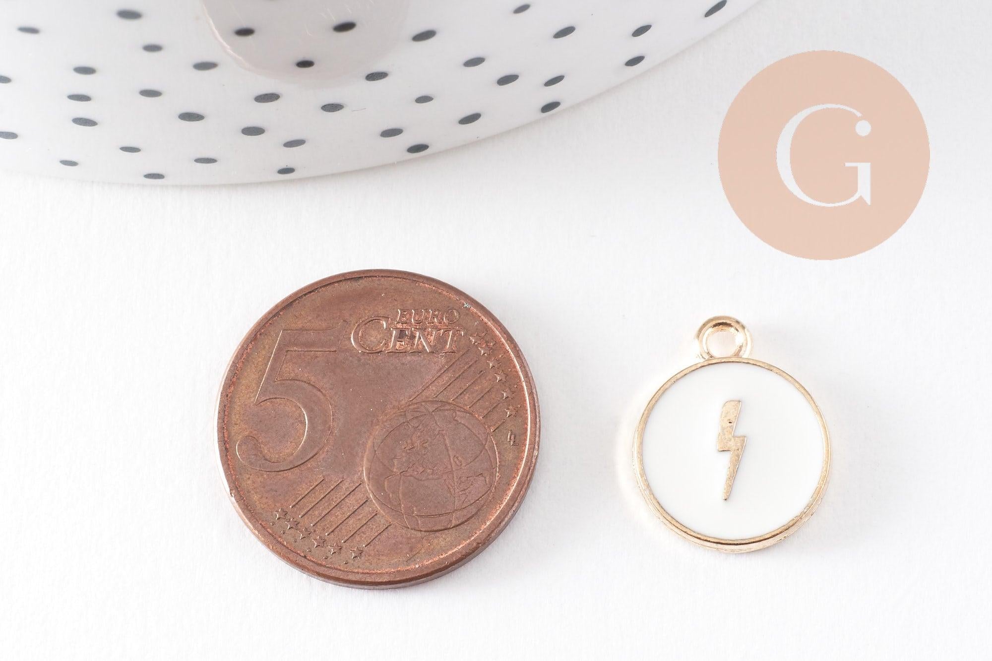 Gingerlily Pendentifs G9905 médaille éclair émail blanc x2
