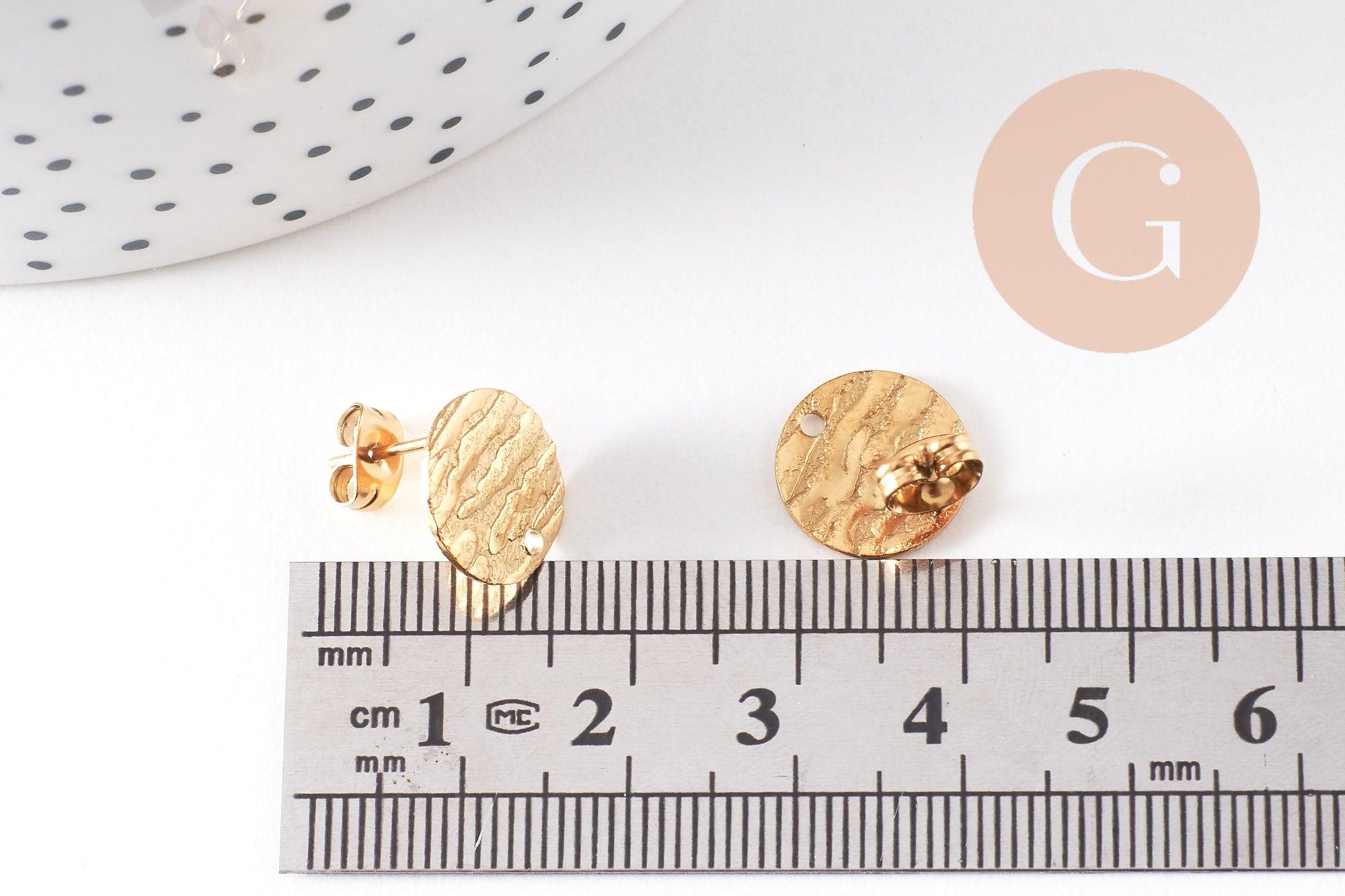 Gingerlily Apprêts G10488 clous-puces disque doré 12 mm la paire