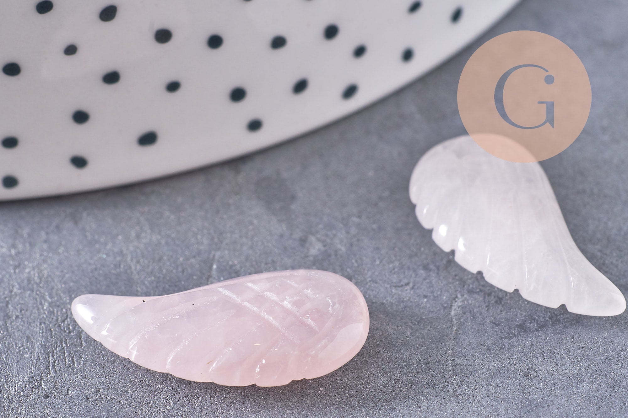Gingerlily Pendentifs aile quartz rose naturel 24,5 mm, x1
