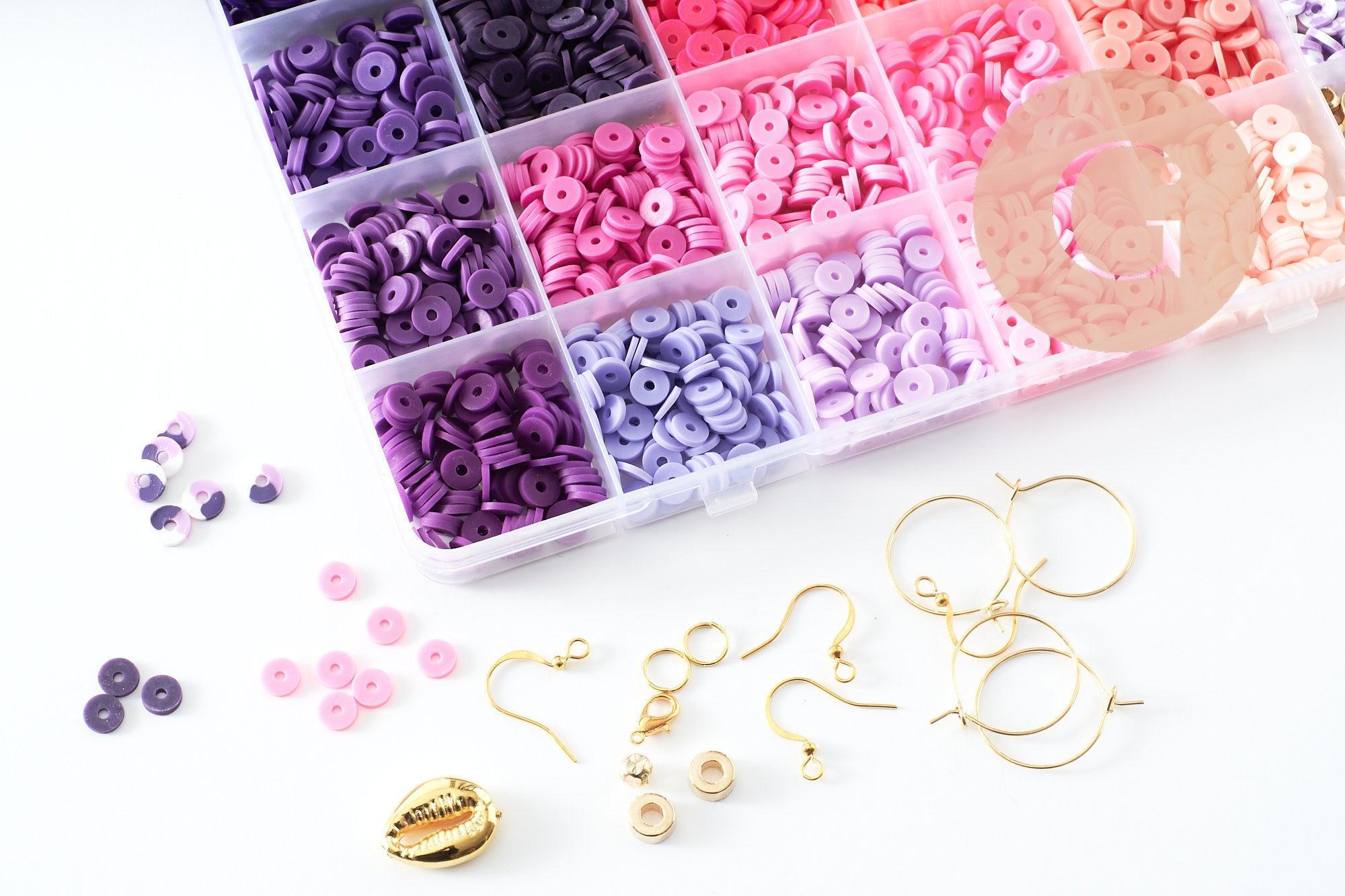 Gingerlily Perles Kit heishi violet rose G9788 perles + fil 10 m