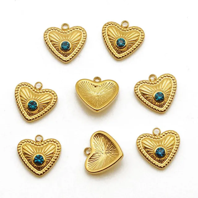 Gingerlily pendentif coeur pendentif acier doré zircon vert 12mm
