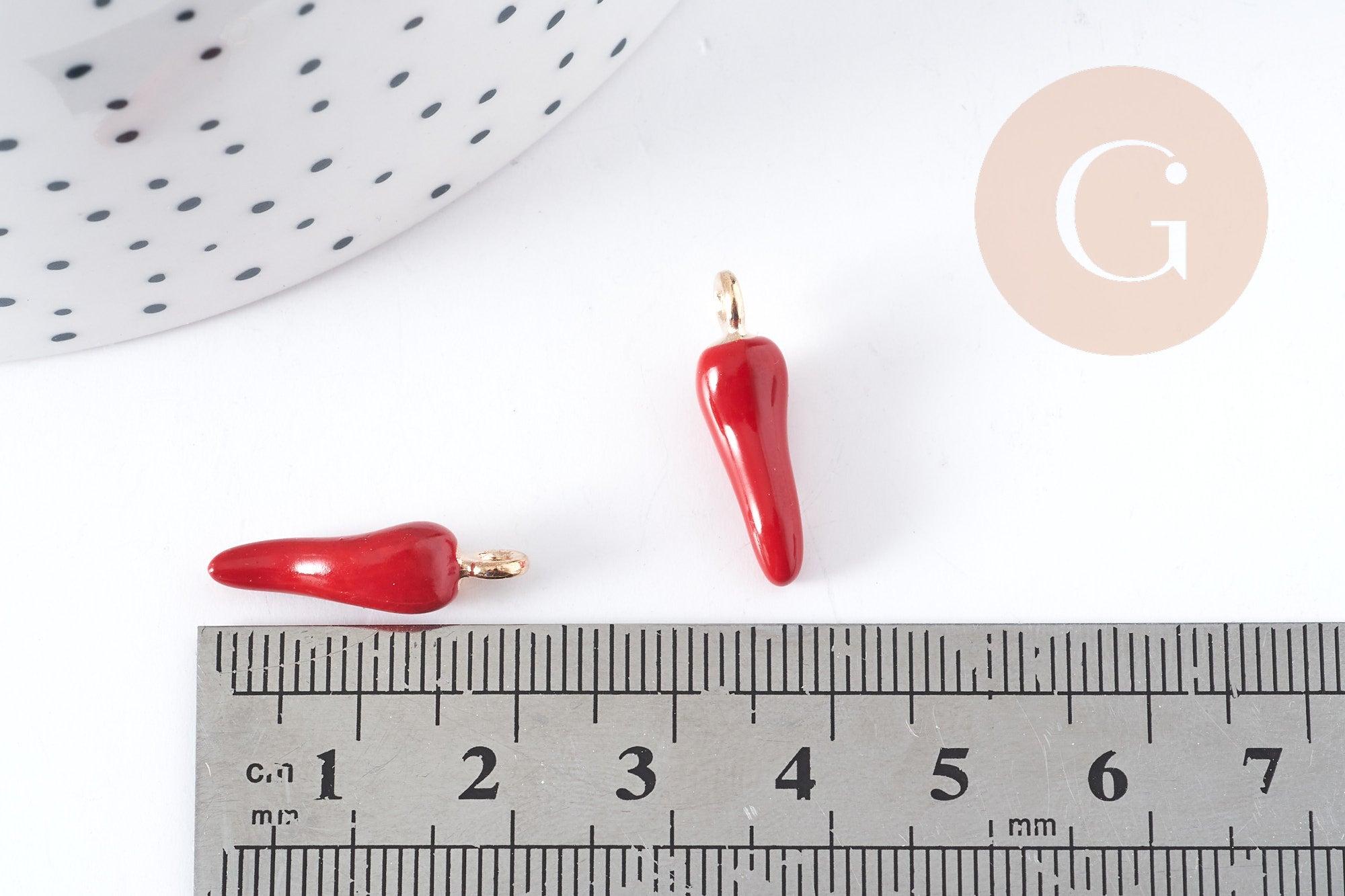 Gingerlily G8948 breloque piment rouge doré 21 mm x5