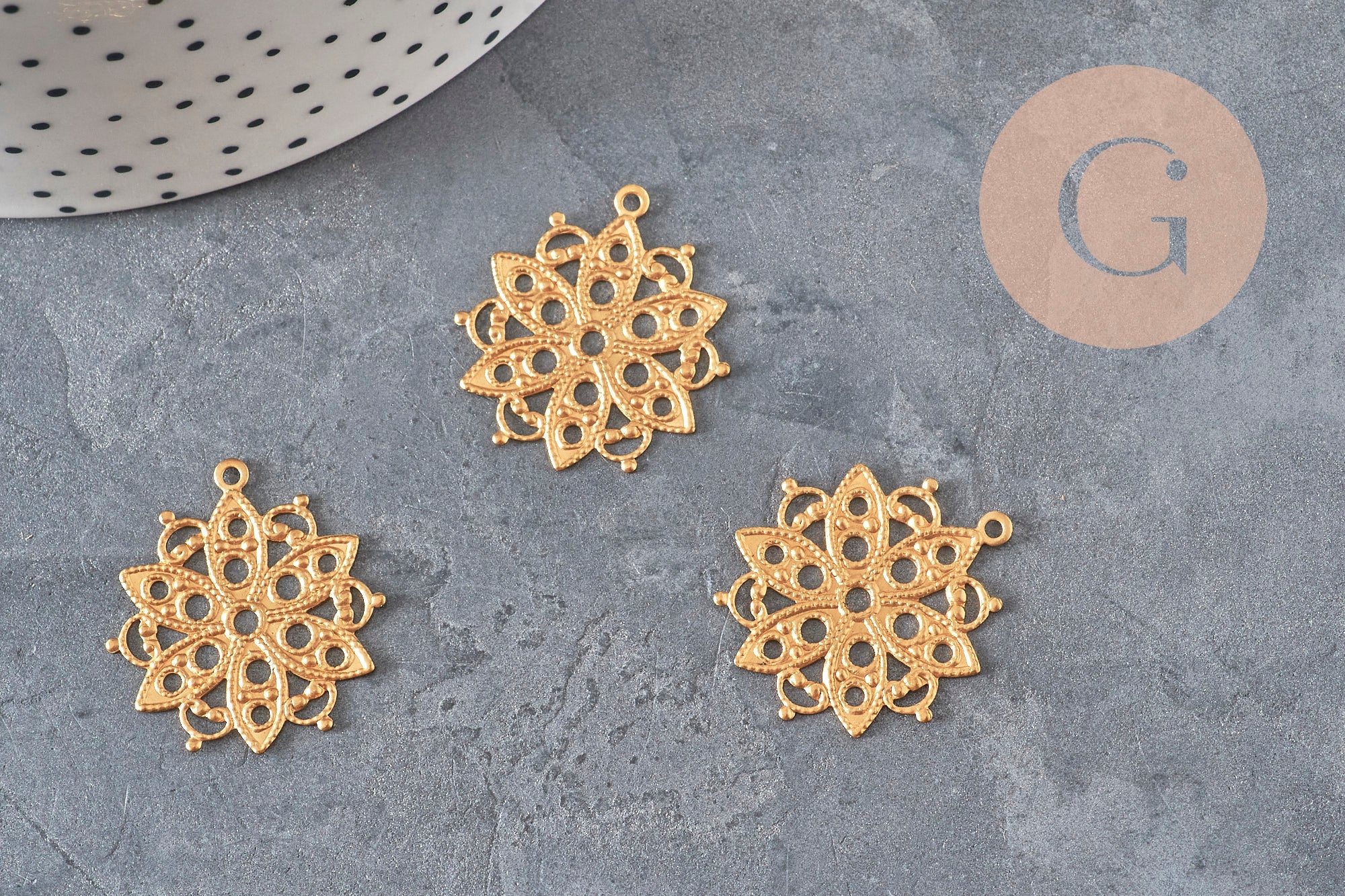 Gingerlily Pendentifs DIY G10166 estampe rosace laiton brut 26mm x2