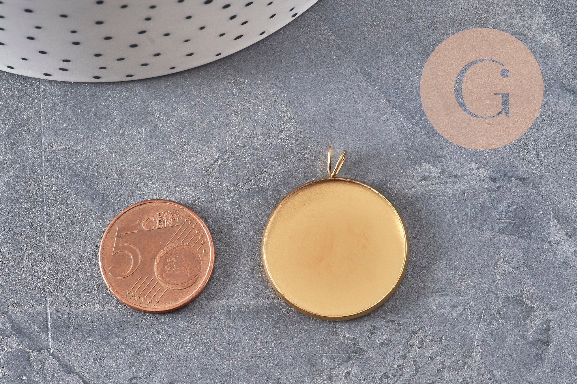 Gingerlily G11125 pendentif support cabochon acier doré 25mm