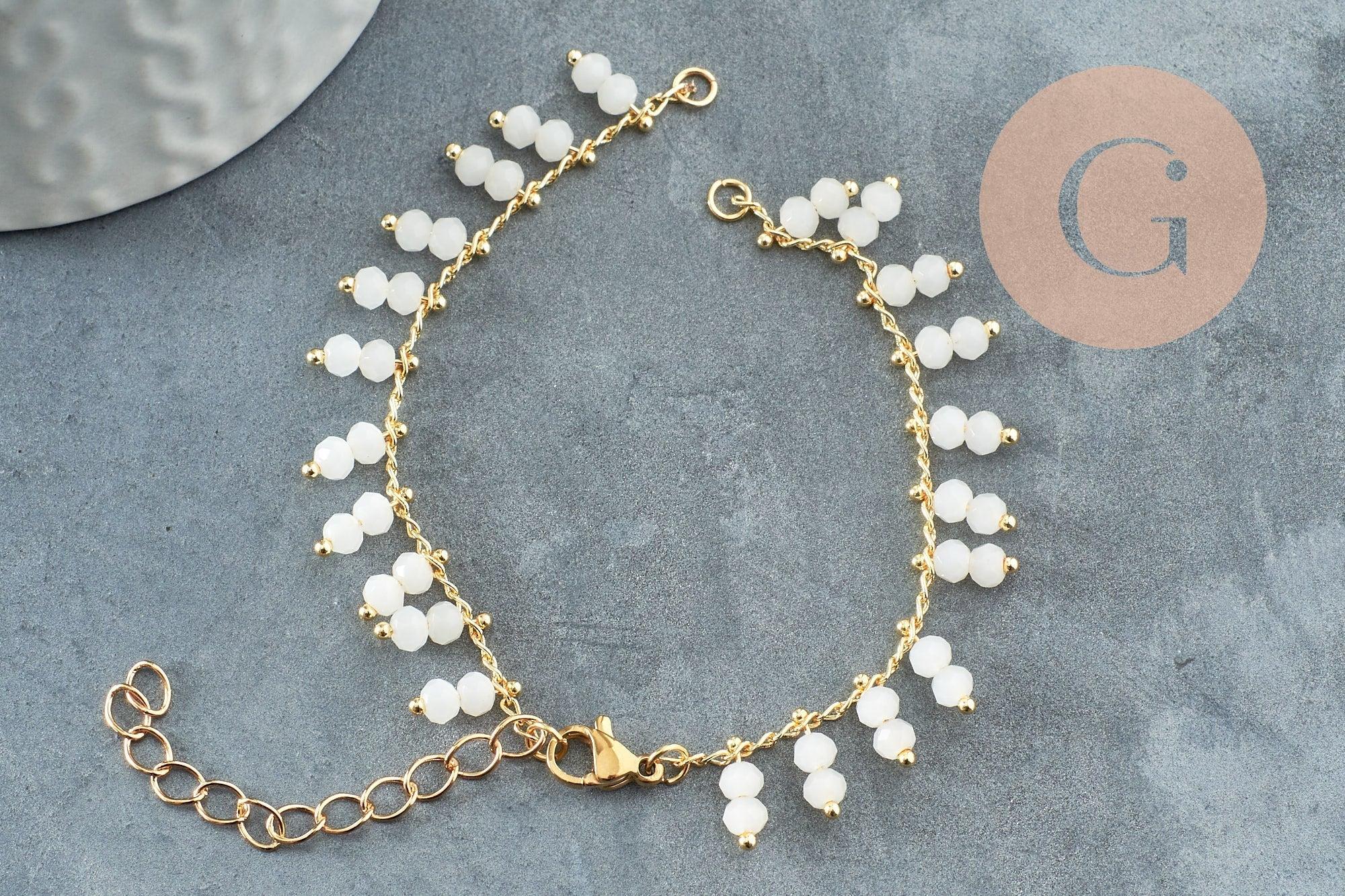 Gingerlily Apprêts Base G9635 bracelet doré perles blanches 16,2 cm