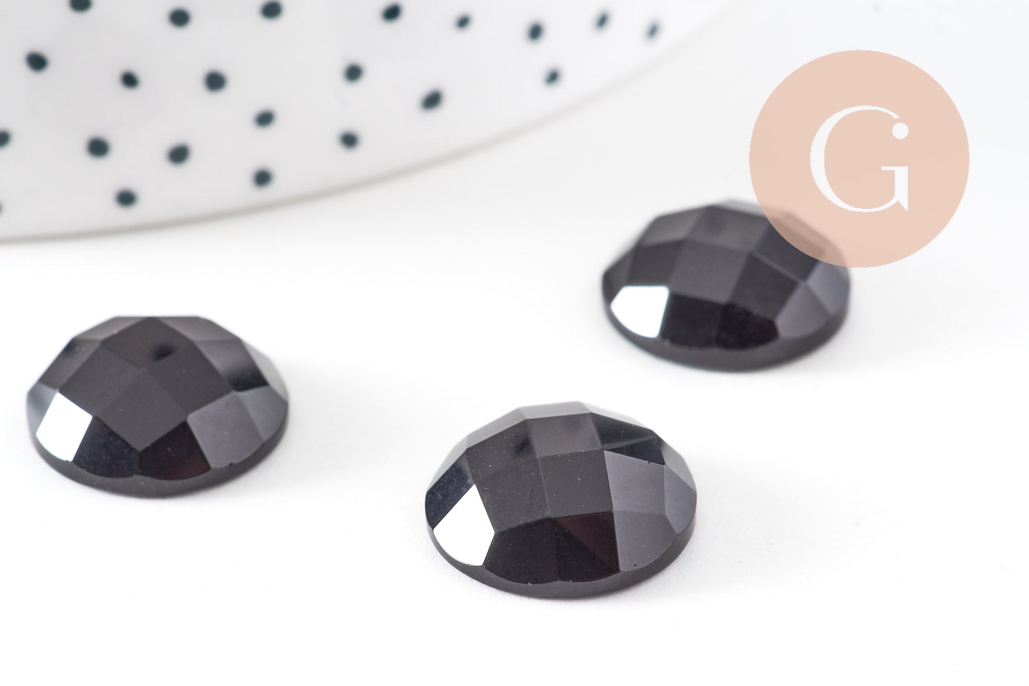 Gingerlily Cabochon obsidienne noire G10815 rond 16mm x1